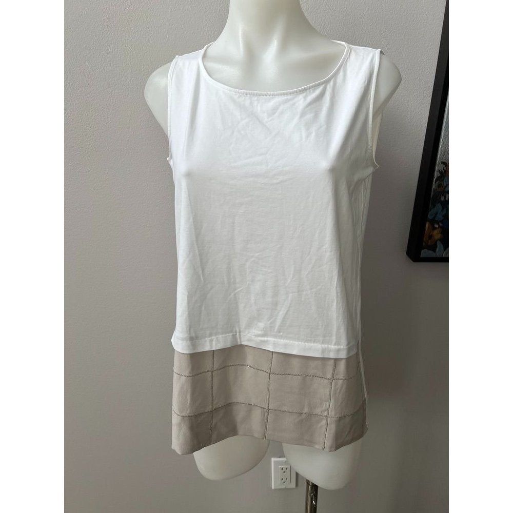 Fabiana Filippi White Tee With Crystal Detail Size Small